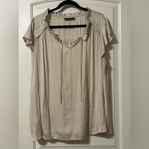 Lane Bryant Beige Size 22/24 Blouse with Ruffle Trim